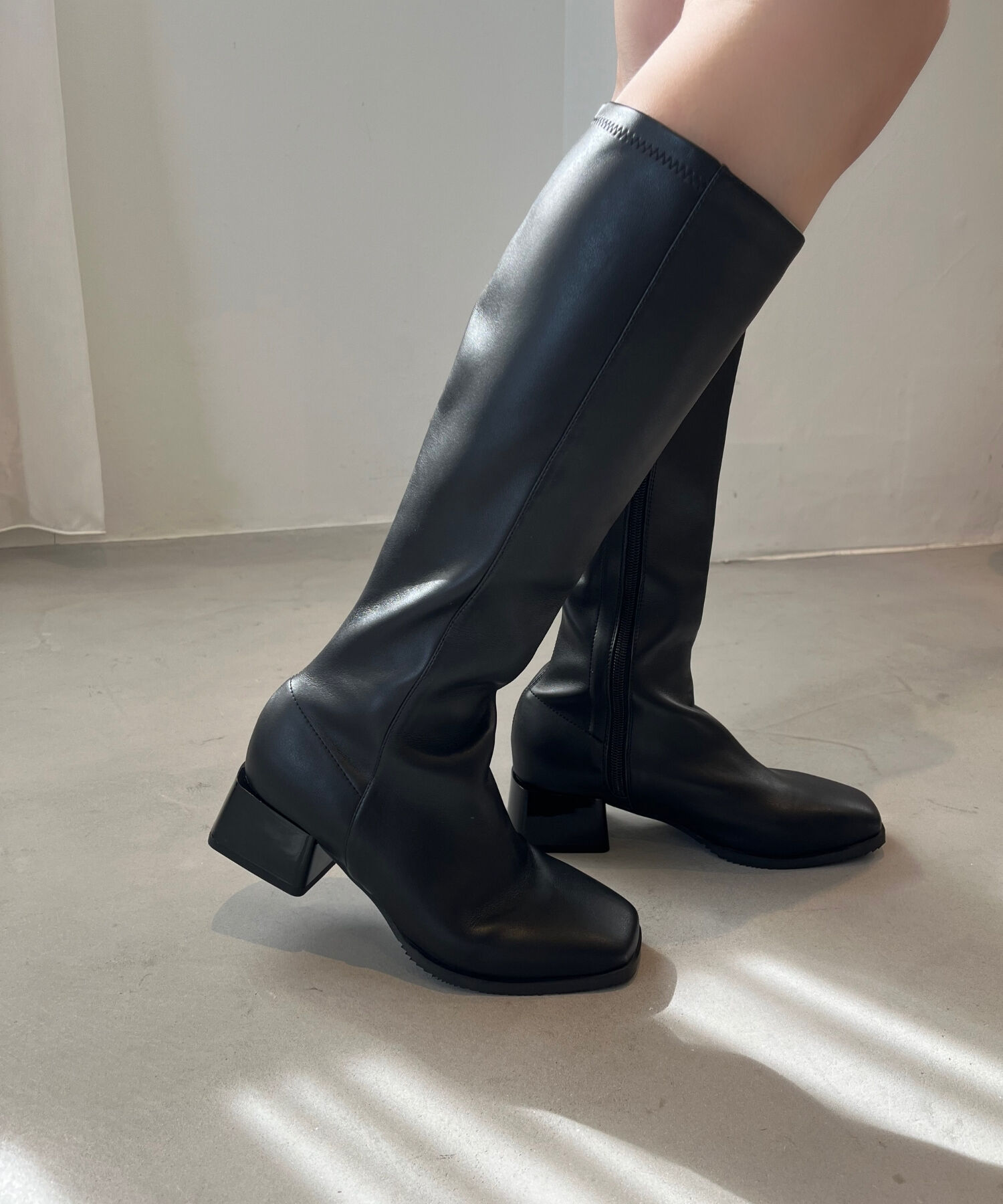 ORiental TRaffic「スクエアトゥ ミドルヒール ロングブーツ /41502 ヒール5ｃｍ」|ロングブーツ|