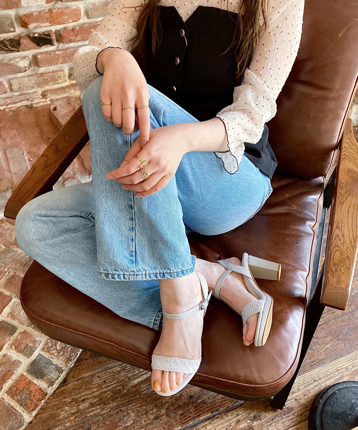 ORiental TRaffic「ラウンドトゥラインヒールサンダル/51208 サンダル トレンド 人気」|サンダル|