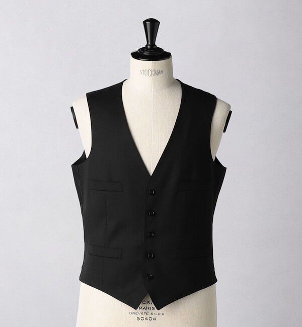 UNITED ARROWS「タスマニア ウール ギャバジン 5ボタン ベスト」|スーツ|BLACK