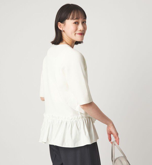 UNITED ARROWS green label relaxing「ドッキング ペプラム ショートスリーブ ニット プルオーバー ウォッシャブル」|ニット・セーター|