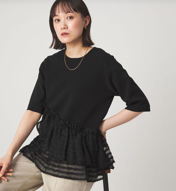 UNITED ARROWS green label relaxing「ドッキング ペプラム ショートスリーブ ニット プルオーバー ウォッシャブル」|ニット・セーター|その他1