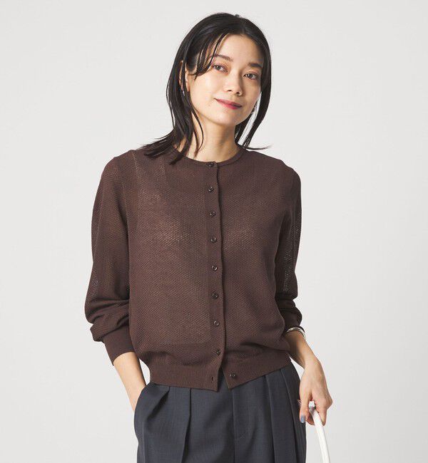 UNITED ARROWS green label relaxing「ハニカム クロップド ニット カーディガン」|カーディガン|DK.BROWN