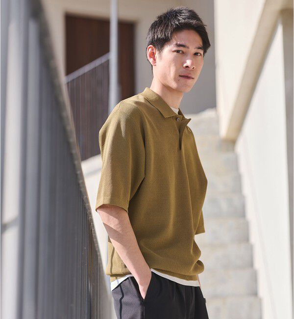 UNITED ARROWS green label relaxing「BREEZY ペーパー 半袖 ポロシャツ -ハンドウォッシャブル・抗菌・通気性-」|ポロシャツ|MUSTARD