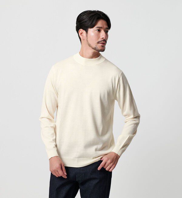 BEAUTY&YOUTH UNITED ARROWS「【WEB限定 WARDROBE SMART】マシーンウォッシャブル ウールミックス ジャケット クルーネック」|ニット・セーター|