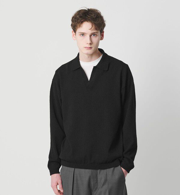 BEAUTY&YOUTH UNITED ARROWS「クリンプ コットン ポロスキッパー ニット ウォッシャブル」|ニット・セーター|