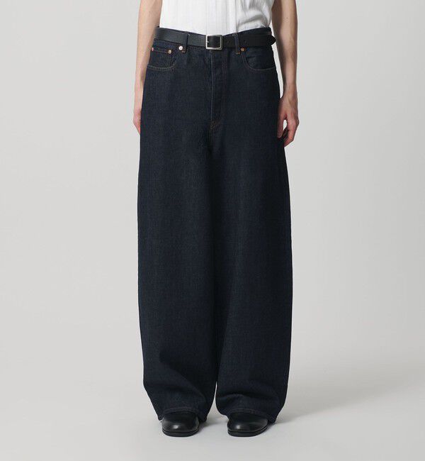 MONKEY TIME「デニム シンチ バックル スーパー バギー パンツ」|チノ|NAVY