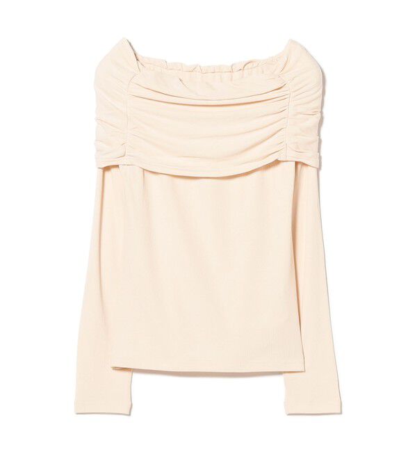 Ray BEAMS 「リブ ギャザー オフショルダー Tシャツ」|Tシャツ・カットソー|IVORY