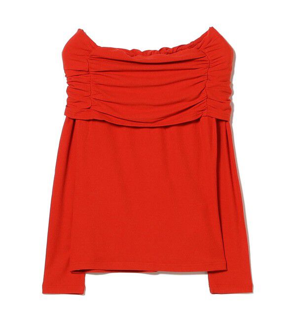 Ray BEAMS 「リブ ギャザー オフショルダー Tシャツ」|Tシャツ・カットソー|