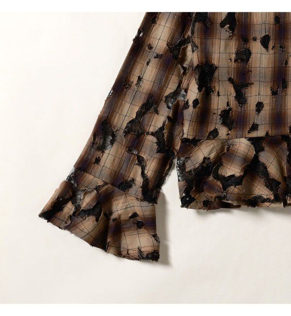 Ray BEAMS 「チェック レース ダメージ シャツ」|シャツ・ブラウス|