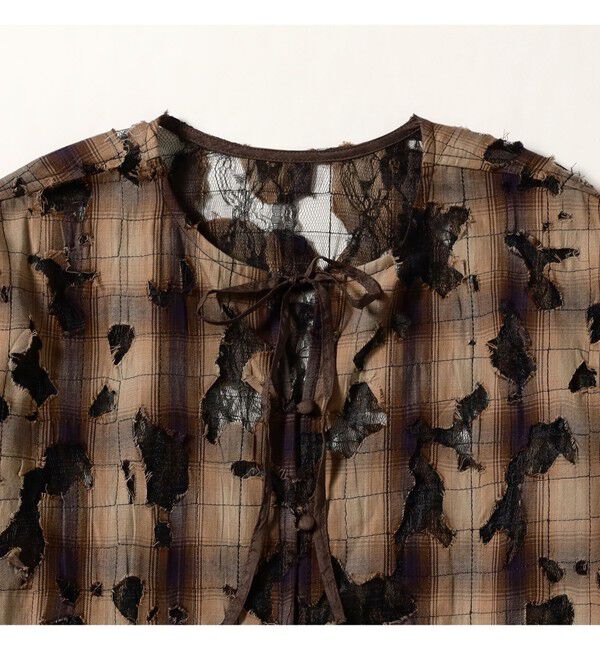 Ray BEAMS 「チェック レース ダメージ シャツ」|シャツ・ブラウス|