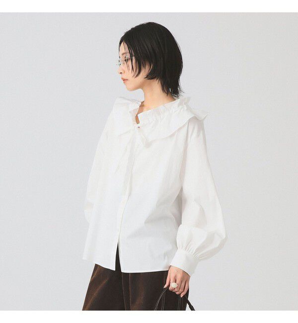 Ray BEAMS 「フリルカラー リボン ブラウス」|シャツ・ブラウス|WHITE