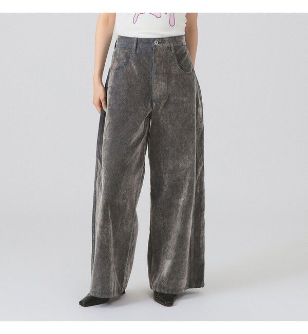 Ray BEAMS 「フロッキー デニム ワイド パンツ」|デニム|GREY