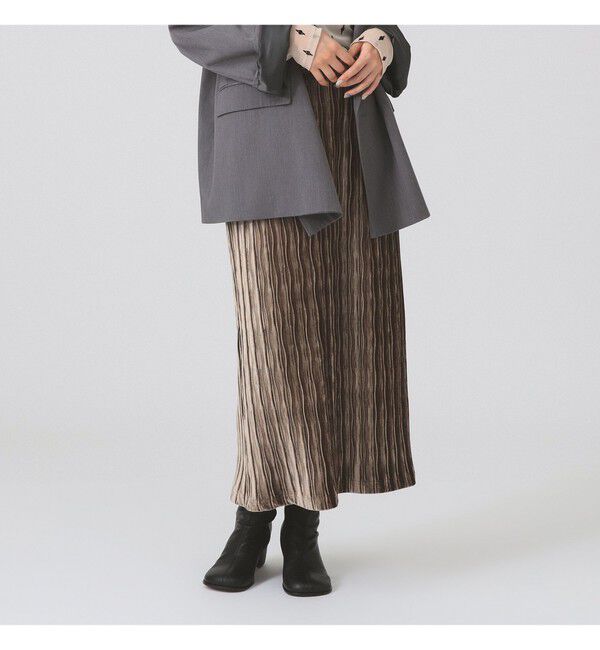 Ray BEAMS 「プリーツ ベロア タイト スカート」|スカート|BROWN