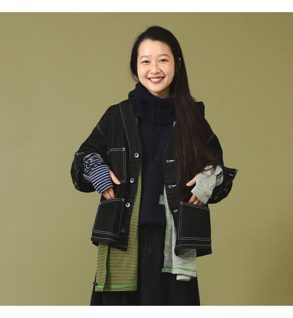 BEAMSBOY「デニム エンジニア ジャケット」|ブルゾン・スタジャン|BLACK