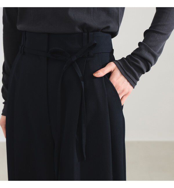 Demi-Luxe BEAMS 「ポリエステル ウール 2ループ ワイドパンツ」|チノ|