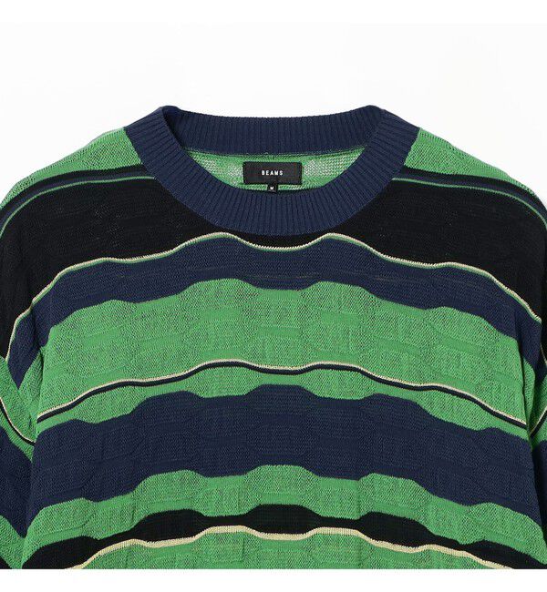 BEAMS「12ゲージ ジャカード マルチボーダーニット【ワイドフィット】」|ニット・セーター|