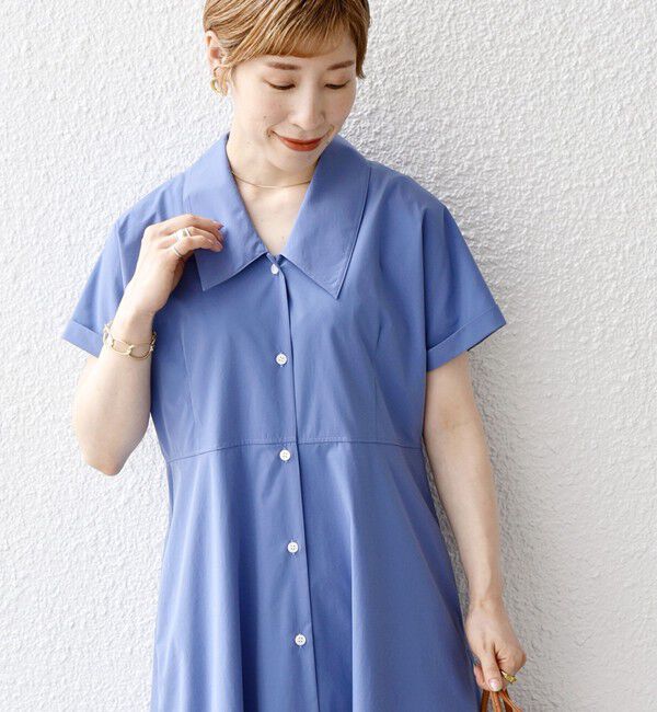 SHIPS any「SHIPS any:〈洗濯機可能〉フラットカラー Vネック フレア ワンピース」|ワンピース|