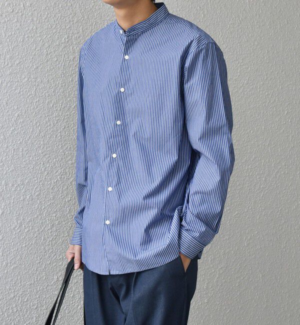 SHIPS any「SHIPS any: ストライプ / ソリッド リラックス バンドカラー シャツ 25AW◇」|シャツ・ブラウス|