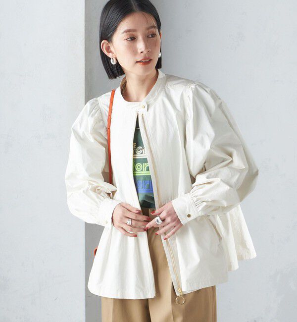 SHIPS for women「〈手洗い可能〉割繊 ナイロン スタンドカラー ギャザー ブルゾン◇」|ブルゾン・スタジャン|