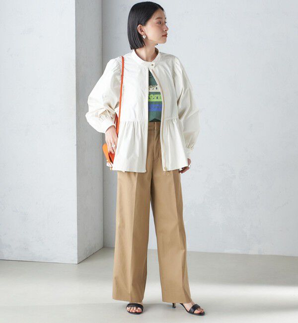 SHIPS for women「〈手洗い可能〉割繊 ナイロン スタンドカラー ギャザー ブルゾン◇」|ブルゾン・スタジャン|