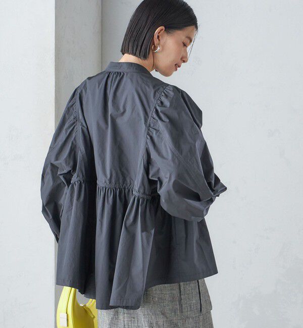 SHIPS for women「〈手洗い可能〉割繊 ナイロン スタンドカラー ギャザー ブルゾン◇」|ブルゾン・スタジャン|