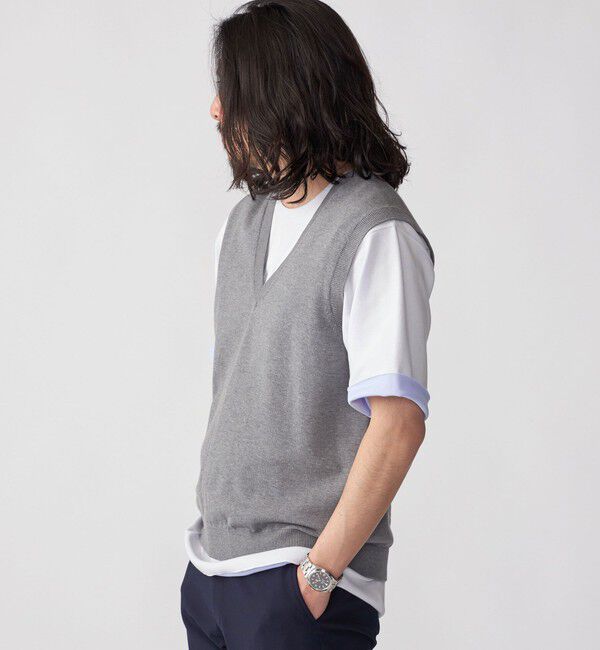 SHIPS「SHIPS: 〈手洗い可能〉12ゲージ コットン Vネック ニット ベスト」|ベスト・ジレ|