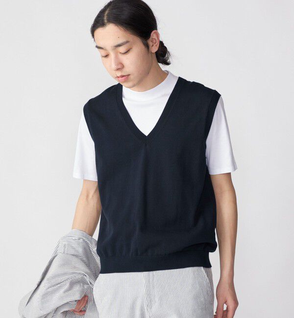 SHIPS「SHIPS: 〈手洗い可能〉12ゲージ コットン Vネック ニット ベスト」|ベスト・ジレ|