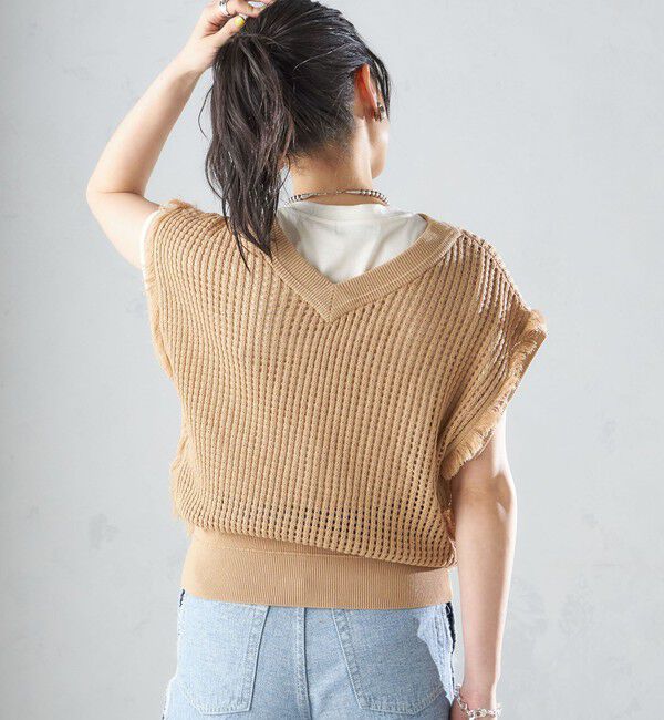 SHIPS for women「〈手洗い可能〉メッシュ 編み 前後 ２WAY ニット ベスト ◇」|ベスト・ジレ|