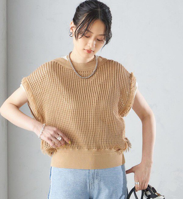 SHIPS for women「〈手洗い可能〉メッシュ 編み 前後 ２WAY ニット ベスト ◇」|ベスト・ジレ|