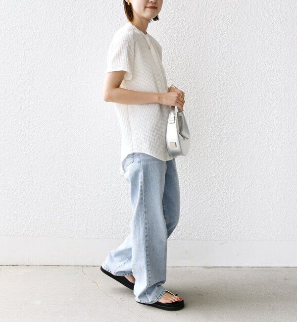 SHIPS for women「〈手洗い可能〉ジャカード バンドカラー ショート スリーブ ブラウス」|シャツ・ブラウス|