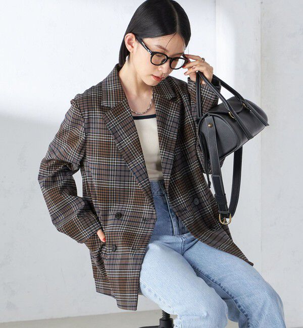 SHIPS for women「〈手洗い可能〉ウール混 チェック ダブルボタン ジャケット」|テーラードジャケット|