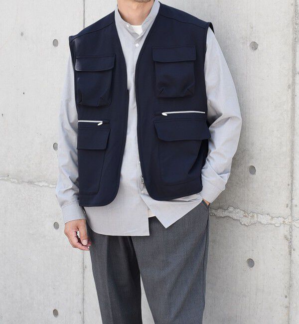 SHIPS any「SHIPS any: 〈洗濯機可能〉ストレッチ ナイロン マルチポケット ベスト (セットアップ対応)◇」|ベスト・ジレ|ネイビー