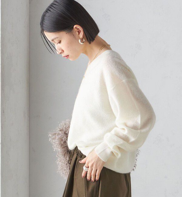 SHIPS for women「〈手洗い可能〉モヘヤ パイル Vネック プルオーバー」|ニット・セーター|