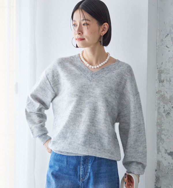 SHIPS for women「〈手洗い可能〉モヘヤ パイル Vネック プルオーバー」|ニット・セーター|