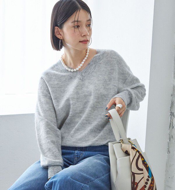 SHIPS for women「〈手洗い可能〉モヘヤ パイル Vネック プルオーバー」|ニット・セーター|