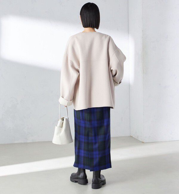 SHIPS for women「リバー ファー ポケット コート」|ノーカラーコート|