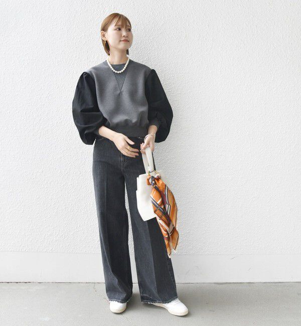 SHIPS for women「【WEB限定】〈手洗い可能〉エア ダンボール 布帛 コンビ プルオーバー」|スウェット・ジャージ|