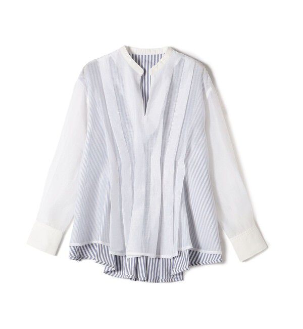 SHIPS for women「【WEB限定】〈手洗い可能〉異素材 ウエスト タック ブラウス」|シャツ・ブラウス|