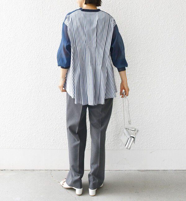 SHIPS for women「【WEB限定】〈手洗い可能〉異素材 ウエスト タック ブラウス」|シャツ・ブラウス|