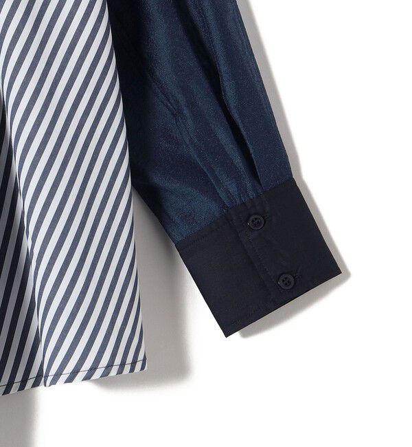 SHIPS for women「【WEB限定】〈手洗い可能〉異素材 ウエスト タック ブラウス」|シャツ・ブラウス|