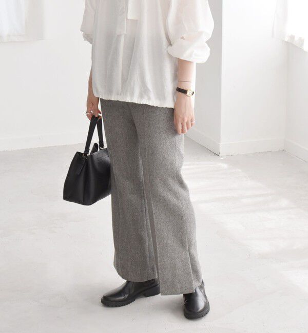 quaranciel「quaranciel:〈洗濯機可能〉ポリエステル サージ セミ フレア パンツ」|その他|