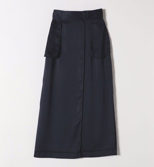 SHIPS any「SHIPS any:〈手洗い可能〉サテン ラップデザイン ロング タイト スカート」|タイト|