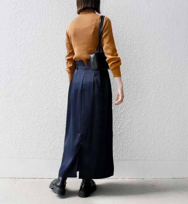 SHIPS any「SHIPS any:〈手洗い可能〉サテン ラップデザイン ロング タイト スカート」|タイト|