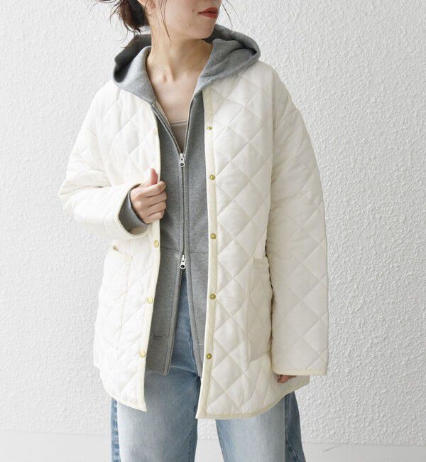 SHIPS any「Traditional Weatherwear: ARKLEY キルティング ミドル ノーカラー コート」|ノーカラーコート|オフホワイト