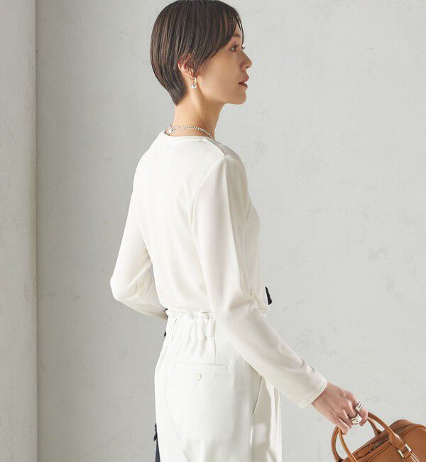 SHIPS for women「〈洗濯機可能〉ストレッチ リブ ロング スリーブ TEE」|Tシャツ・カットソー|