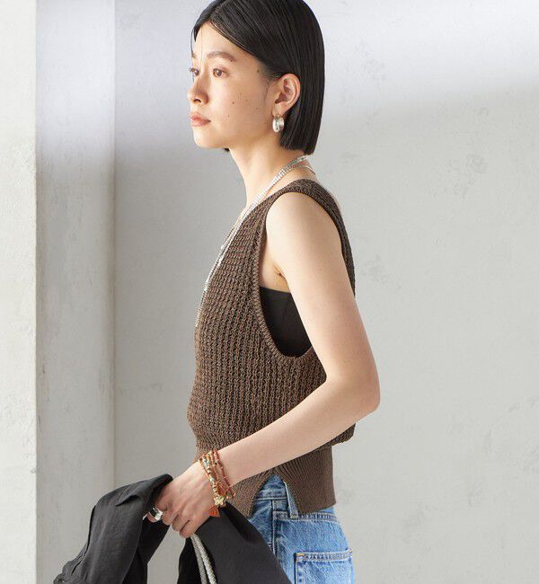 SHIPS for women「〈手洗い可能〉ペーパー ポリエステル ノースリーブ プルオーバー」|ベスト・ジレ|