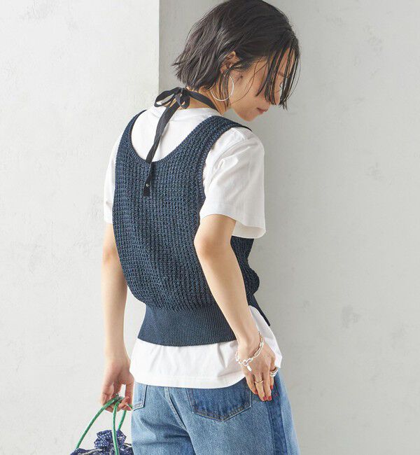 SHIPS for women「〈手洗い可能〉ペーパー ポリエステル ノースリーブ プルオーバー」|ベスト・ジレ|