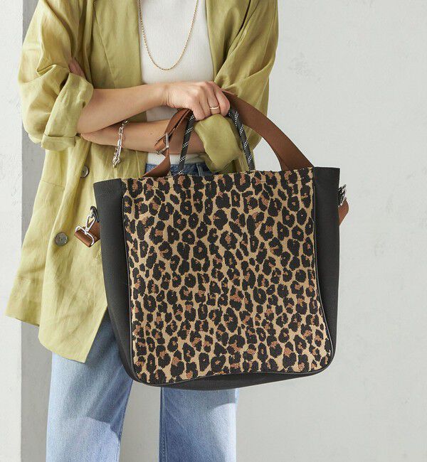 SHIPS for women「カレッジ レオパード ジャカード A4 バッグ」|ショルダー・メッセンジャー|