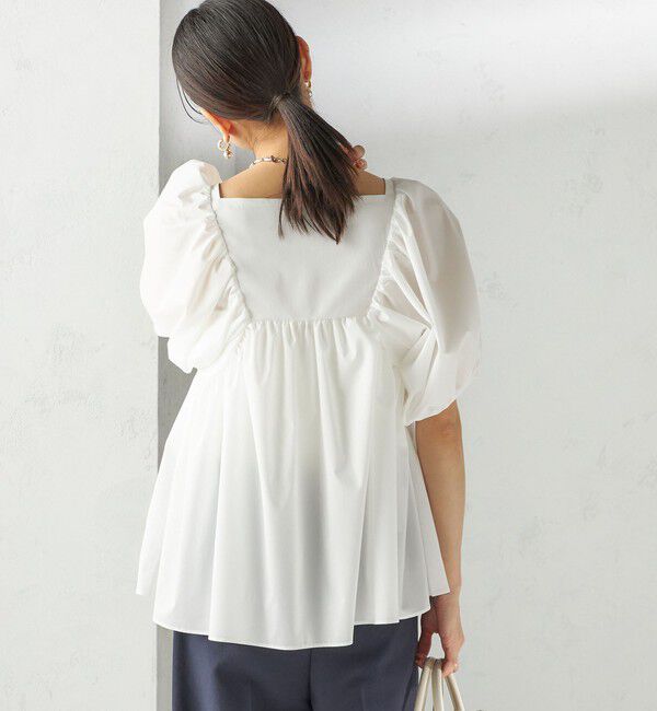 SHIPS for women「〈手洗い可能〉ストレッチ タフタ ウエスト ギャザー ブラウス」|シャツ・ブラウス|