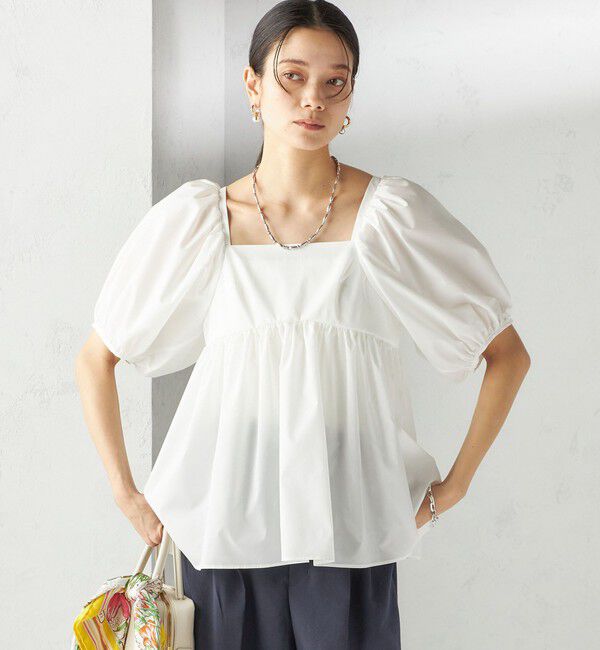 SHIPS for women「〈手洗い可能〉ストレッチ タフタ ウエスト ギャザー ブラウス」|シャツ・ブラウス|
